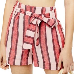 TOPSHOP Striped Red and Pink Women's Shorts TOPSHOP